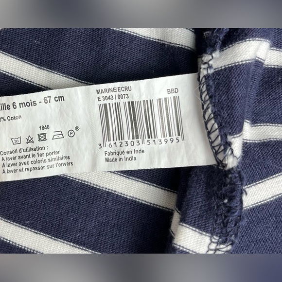 BOUT'CHOU Baby dress white and blue stripe size 6M - Picture 5 of 6